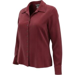 City Blues by Koret Button Down Shirt Womens XL Burgundy Embroidered Collar